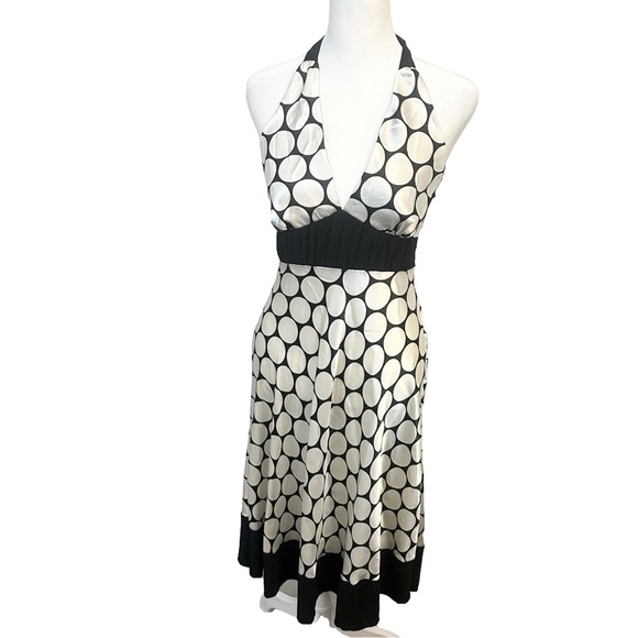 VTG Y2K 90s Black/White Babydoll Halter Dress Small Silky Flowy Rockabilly USA - Picture 1 of 6